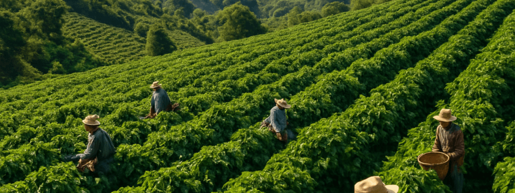 a high altitude coffee plantation uring the growing season