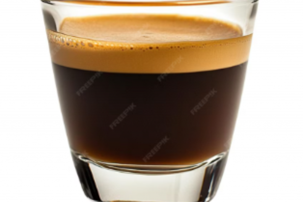 a perfect espresso shot showing a full body espresso with a golden crema