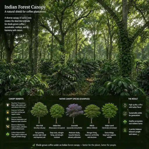 An Indian Forest Canopy to shelter their coffee plantations