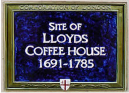sign of the first site of the London Stock Exchange as Lloyds Coffee House