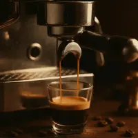 an espresso machine dropping a double shot espresso showing a lovely head of crema