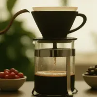 The Pour Over Filter Brewing methos as water being poured into grong coffee sitting in a paprt fil;ter