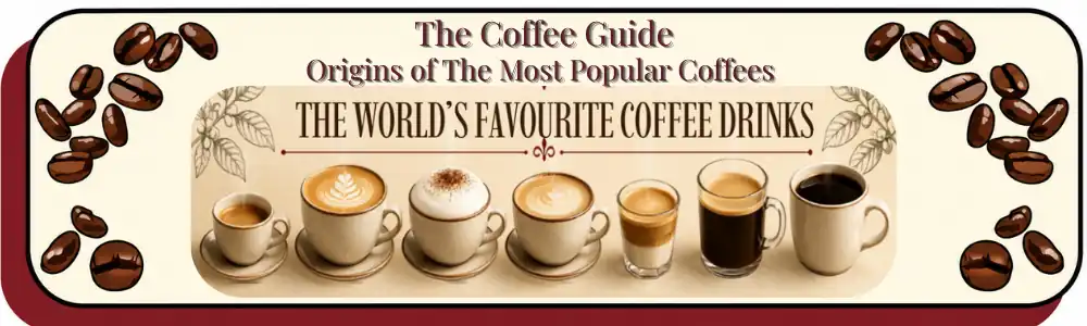A collection of coffee drinks that create part of the world favourite coffee drinks