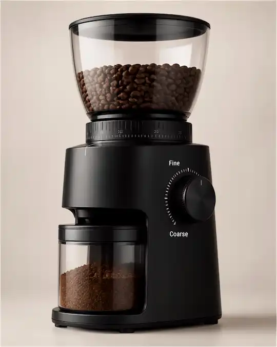 Does grind size really matter a coffee grinder full of coffee beans and showing the graduations from fine to coarse