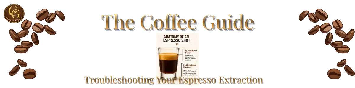 Trobleshooting your espresso extraction iagram showing the chemical composition of espresso crema gas bubbles and liquid phases